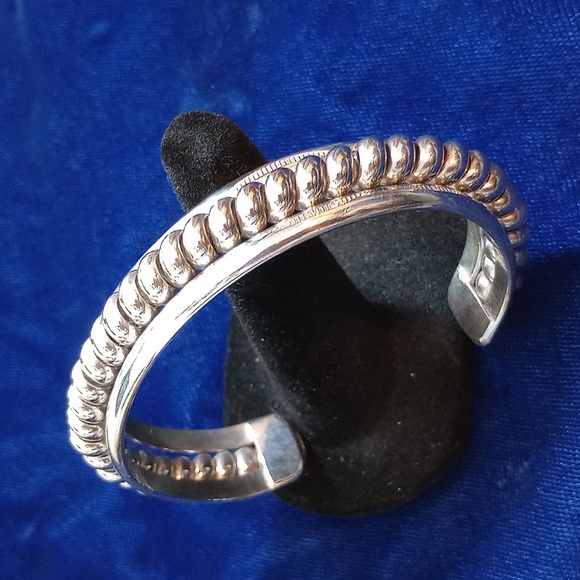 Sterling Silver Twisted Coil Cuff Bracelet Stamped Sterling - Picture 3 of 14